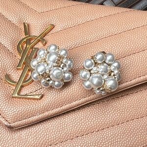 Elegant vintage  Silver and Gold Cluster Earrings made in Japan